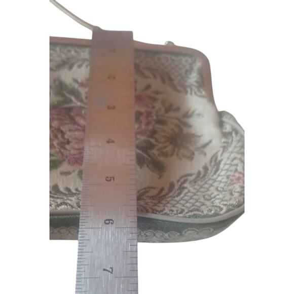 Vintage Floral Tapestry Purse Mid-Century Needlepoint Evening Bag Cottagecore - Picture 6 of 8